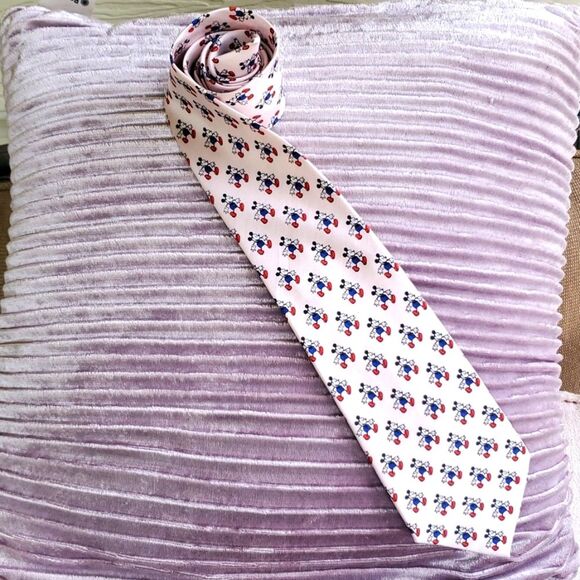 Disney Other - Disney Balacine 100% Silk Light Pink Mickey Mouse Necktie
